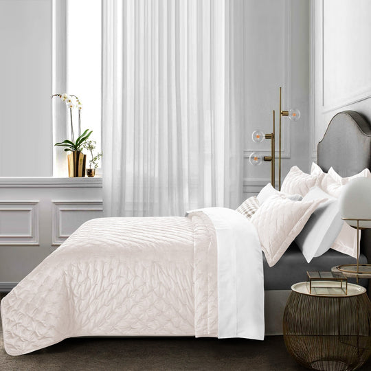Crushed Velvet Bedspread Set Luxury Quilted 3 Piece Comforter