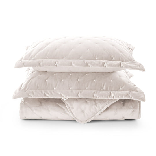 Crushed Velvet Bedspread Set Luxury Quilted 3 Piece Comforter
