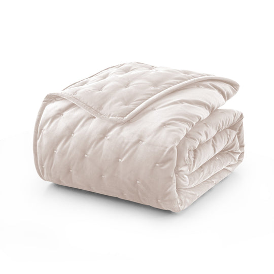 Crushed Velvet Bedspread Set Luxury Quilted 3 Piece Comforter