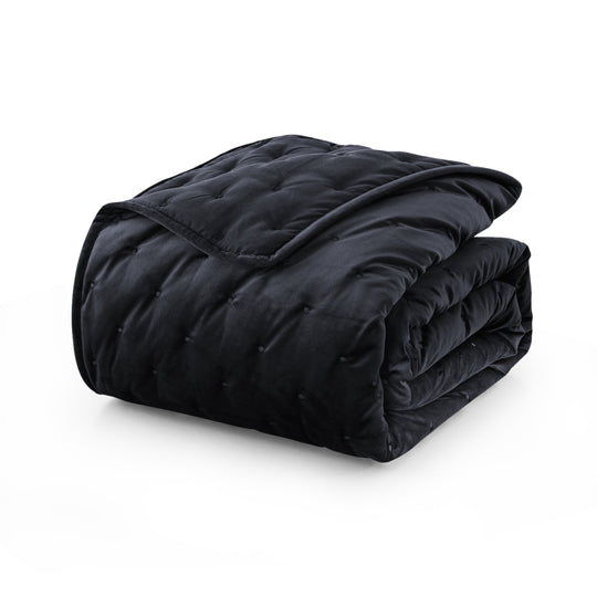 Crushed Velvet Bedspread Set Luxury Quilted 3 Piece Comforter