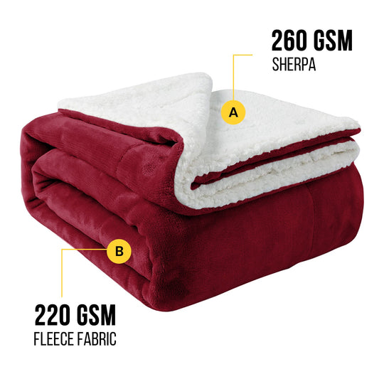 Blanket Fleece Sherpa Bed Sofa Throw