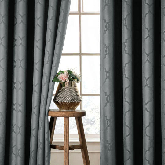 Ready Made Blackout Eyelet Curtains Embossed 260 GSM