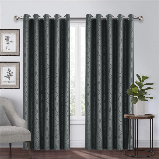 Ready Made Blackout Eyelet Curtains Embossed 260 GSM