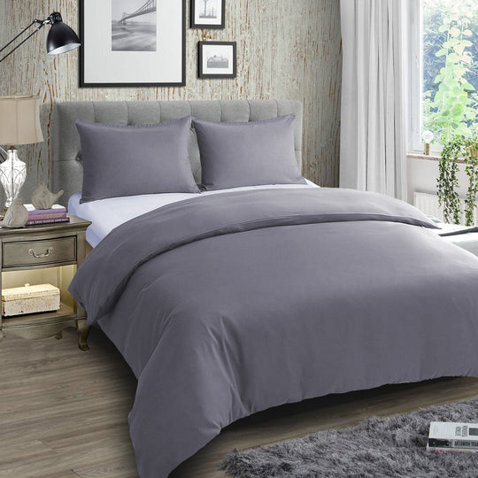 Duvet Cover 3 Piece Plain Dyed Quilt Cover Set