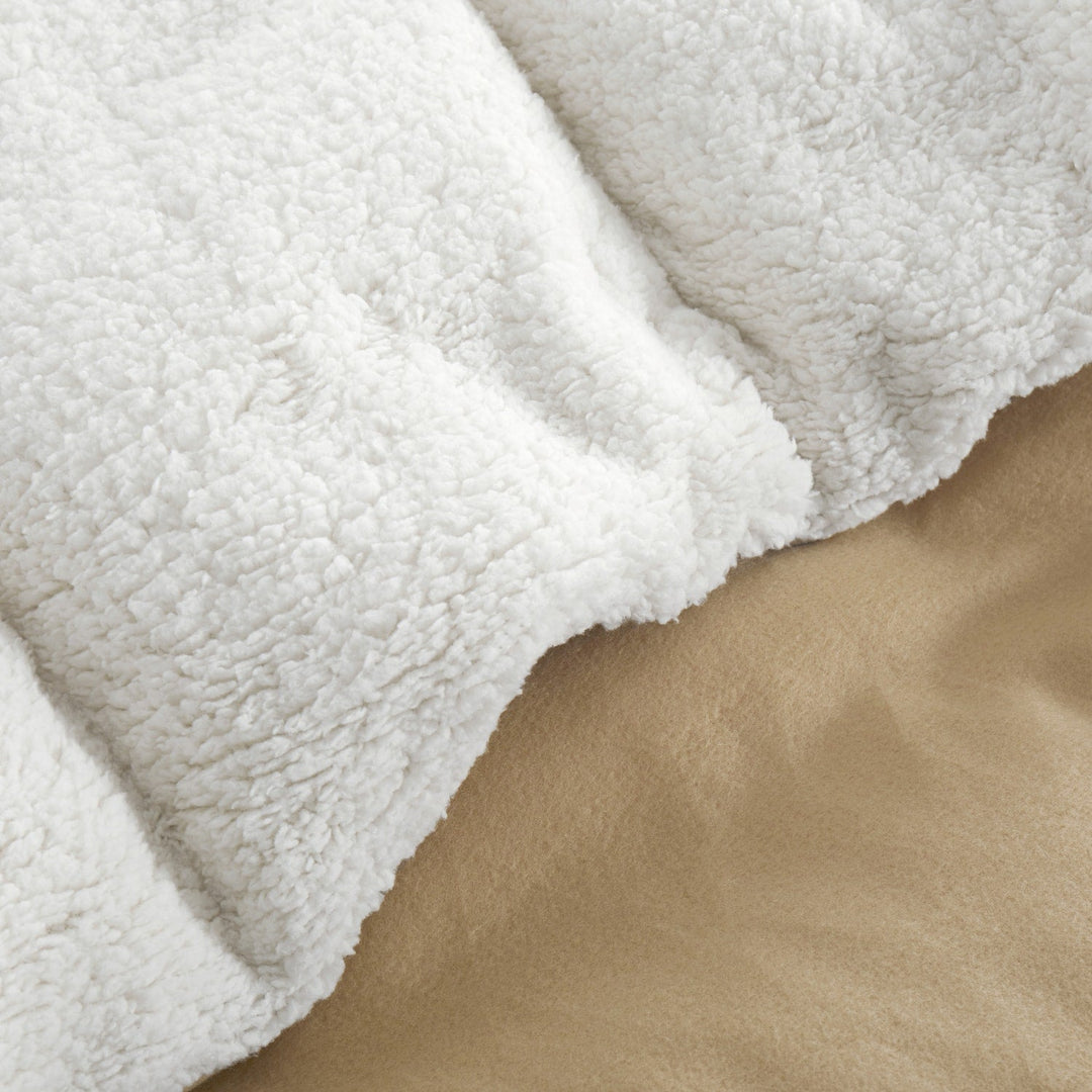Sherpa Fleece Duvet Covet Set Beige BedBasics UK